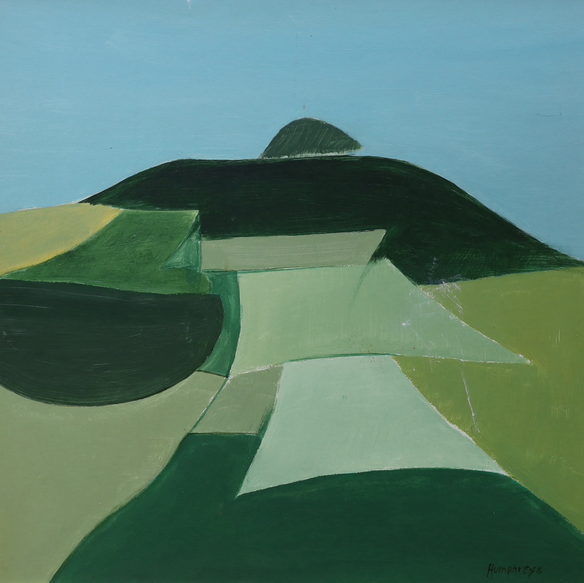 David Humphreys (b.1937), acrylic on board, Hillside landscape, signed, 60cm x 60cm